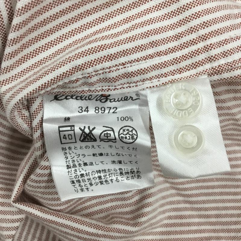 エディーバウアー Eddie Bauer シャツ、ブラウス 長袖 ボタンダウンシャツ S ストライプ 白 / ホワイト / X 赤 / レッド /  メンズ USED 古着 中古 10112753