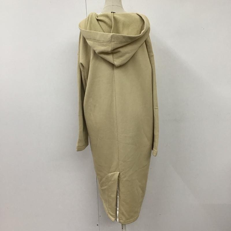 アディダス adidas パーカー 長袖 GN8835 スウェットフルジップパーカー ロング丈 L ロゴ、文字 ベージュ / ベージュ /  レディース USED 古着 中古 10114091