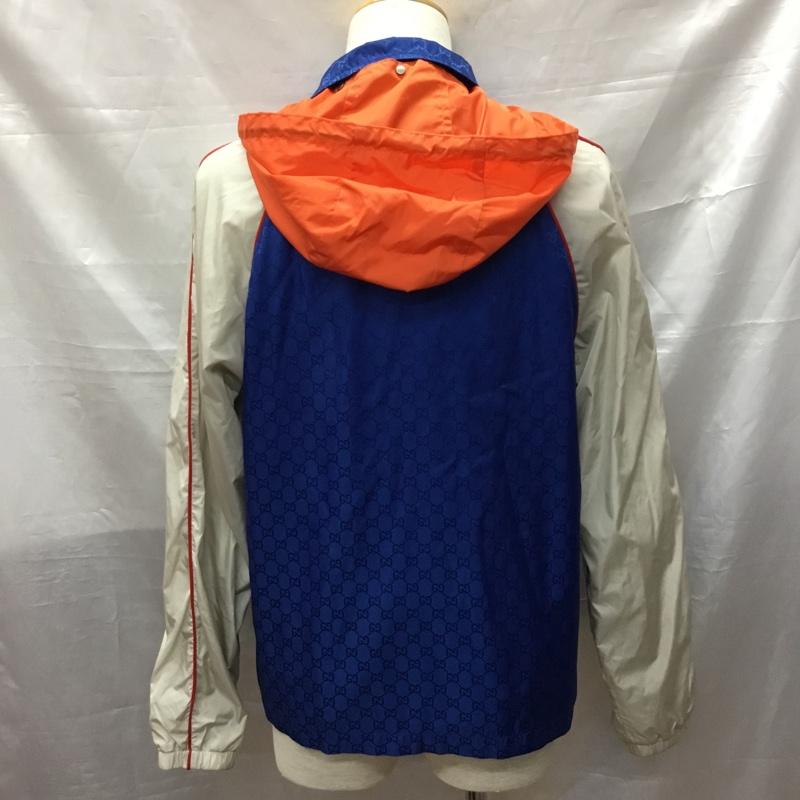 グッチ GUCCI ジャケット、上着 ジャケット、ブレザー 522622 Z4039 ナイロンジャケット GGジャガード 44  青 / ブルー / X 灰 / グレー / X 橙 / オレンジ /  メンズ USED 古着 中古 10117074