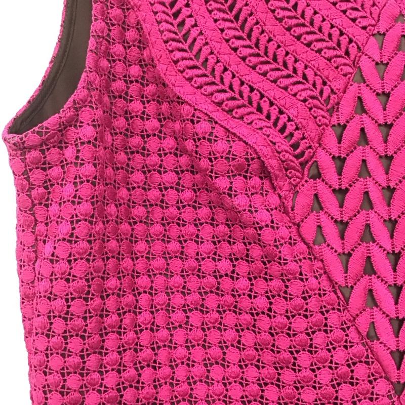 ランバン LANVIN ワンピース ロングスカート ロングワンピース ノースリーブワンピース タイトスカート 40 総柄 マゼンタ / マゼンタ /  レディース USED 古着 中古 10147239