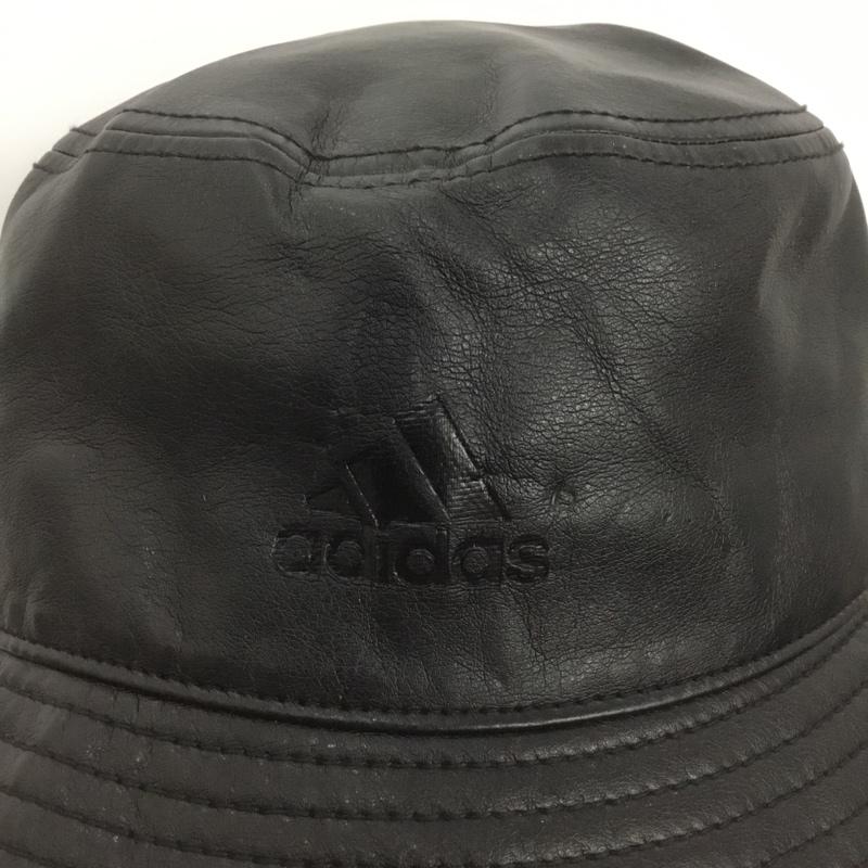 アディダス adidas 帽子 ハット フェイクレザー バケットハット ロゴ、文字 黒 / ブラック /  メンズ USED 古着 中古 10140610