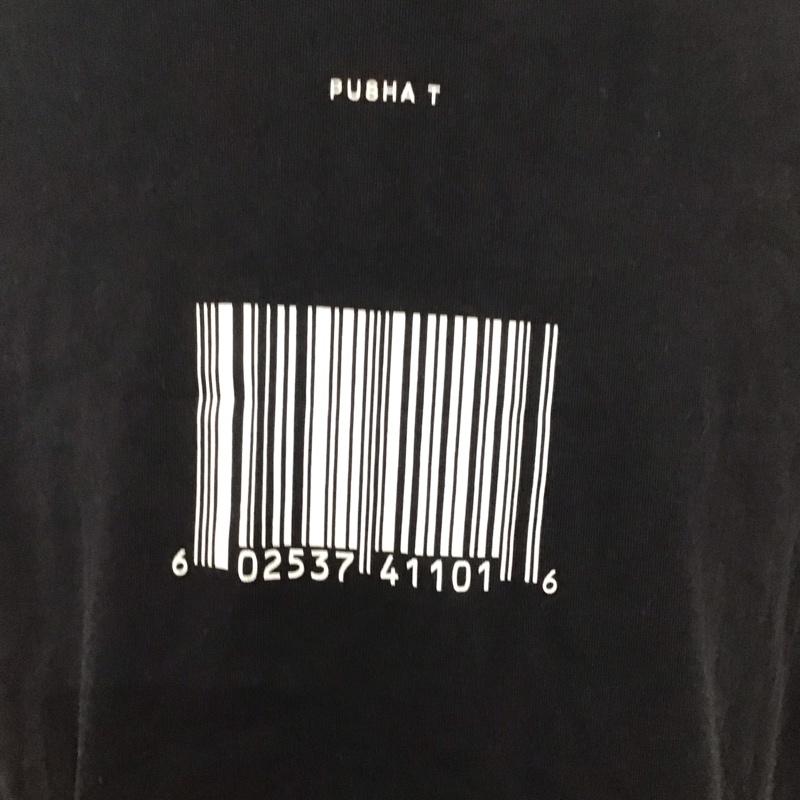 ザラ ZARA カットソー 半袖 1277 401 800 PUSHA T ノースリーブ バックプリント バーコード L ロゴ、文字 黒 / ブラック /  メンズ USED 古着 中古 10122676