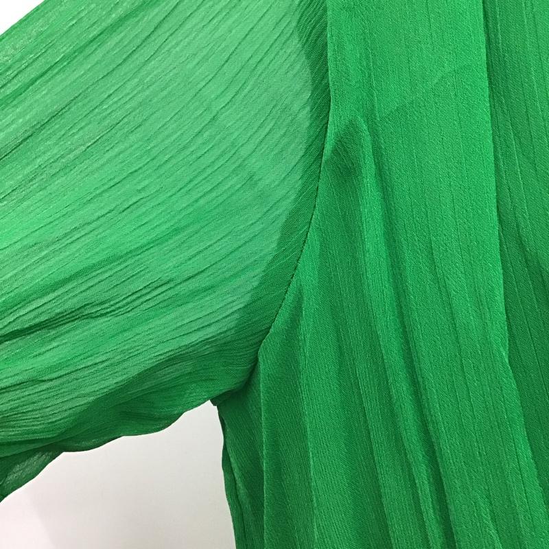 ザラ ZARA ワンピース ロングスカート 半袖ワンピース ロングワンピース Vネック フレアスカート 前開きワンピース M 無地 緑 / グリーン /  レディース USED 古着 中古 10117406