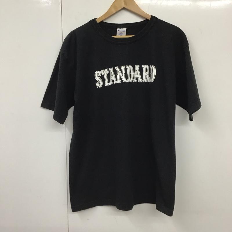スタンダード カリフォルニア STANDARD CALIFORNIA Tシャツ 半袖 半袖カットソー プリントTシャツ クルーネックカットソー チャンピオン L ロゴ、文字 黒 / ブラック /  メンズ USED 古着 中古 10130727