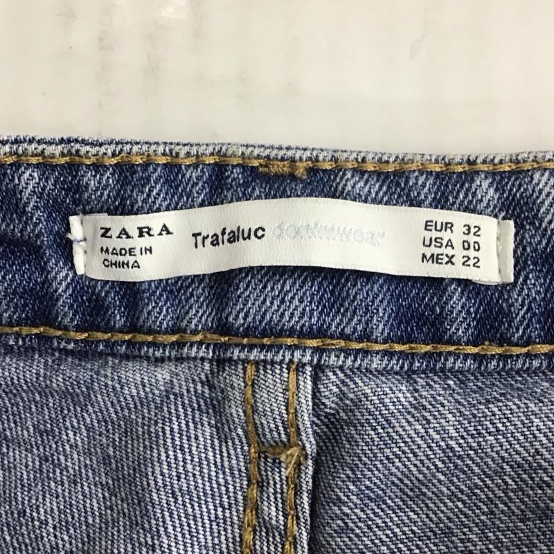 ザラ ZARA パンツ デニム、ジーンズ デニムパンツ ワイドパンツ ダメージ加工 32インチ ダメージ加工 インディゴ / インディゴ /  レディース USED 古着 中古 10110265
