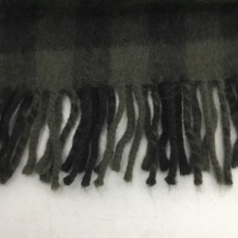 ベグアンドコー Begg & Co マフラー マフラー フリンジ ウール アンゴラ混 ロゴ、文字 黒 / ブラック / X カーキ / カーキ /  メンズ USED 古着 中古 10133819