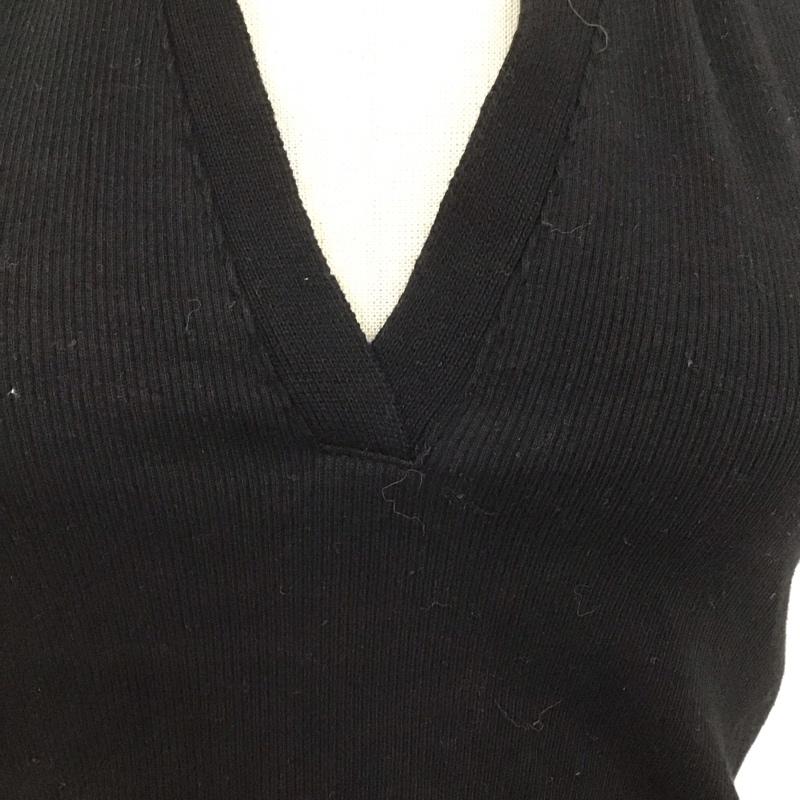 ザラ ZARA カットソー 半袖 1660 318 800 リブ クロップド丈 スキッパー ポロシャツ M 無地 黒 / ブラック /  レディース USED 古着 中古 10109661
