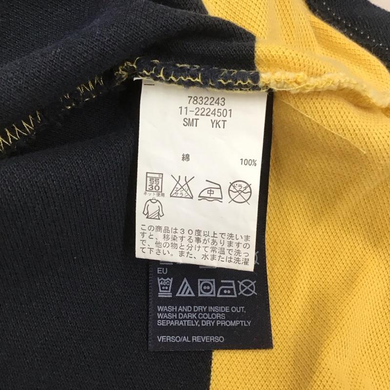 トミーヒルフィガー TOMMY HILFIGER ポロシャツ 半袖 半袖ポロシャツ カラーシャツ 半袖カットソー L ボーダー柄 黄 / イエロー / X 紺 / ネイビー /  メンズ USED 古着 中古 10111034