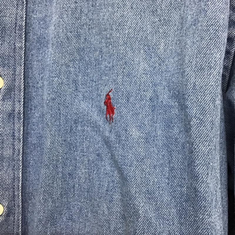ラルフローレン RALPHLAUREN シャツ、ブラウス 長袖 長袖シャツ デニムシャツ カラーシャツ 80s L ロゴ、文字 インディゴ / インディゴ /  メンズ USED 古着 中古 10149968