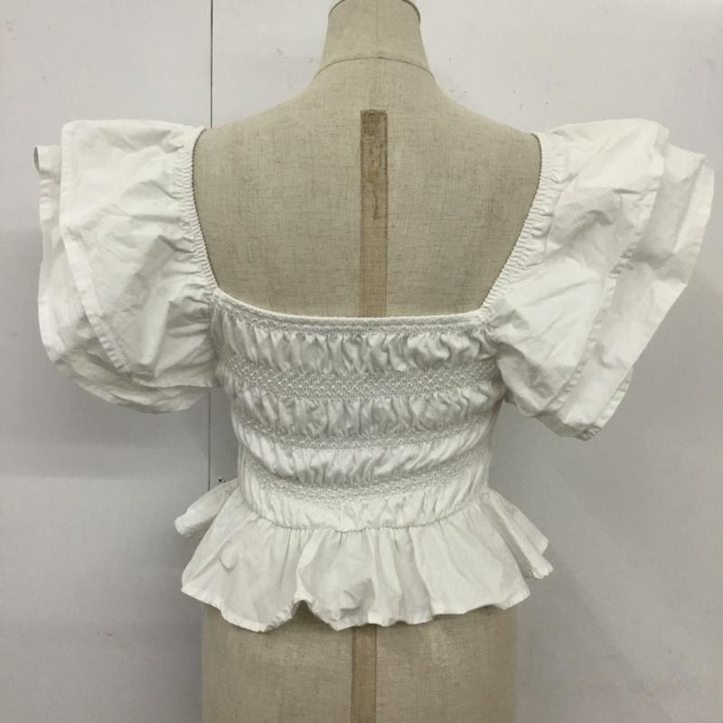 ザラ ZARA カットソー 半袖 半袖カットソー フリル袖 ショート丈カットソー S レース柄 白 / ホワイト /  レディース USED 古着 中古 10110309
