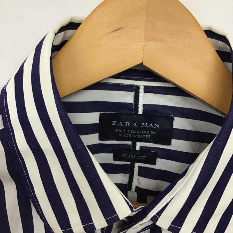 ザラメン ZARA MAN シャツ、ブラウス 長袖 長袖シャツ ストライプシャツ カラーシャツ S ストライプ 白 / ホワイト / X 紺 / ネイビー /  メンズ USED 古着 中古 10135478