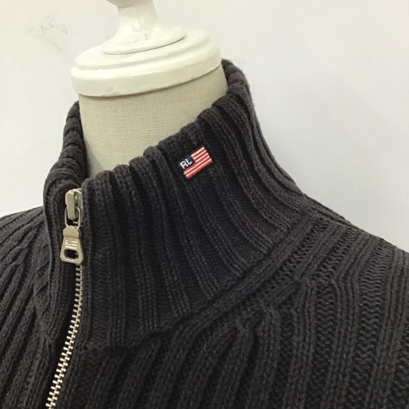 ポロジーンズカンパニー POLOJEANSCO. カーディガン 長袖 ジップアップニットジャケット ノーカラーニットジャケット アウター M 無地 黒 / ブラック /  レディース USED 古着 中古 10117868