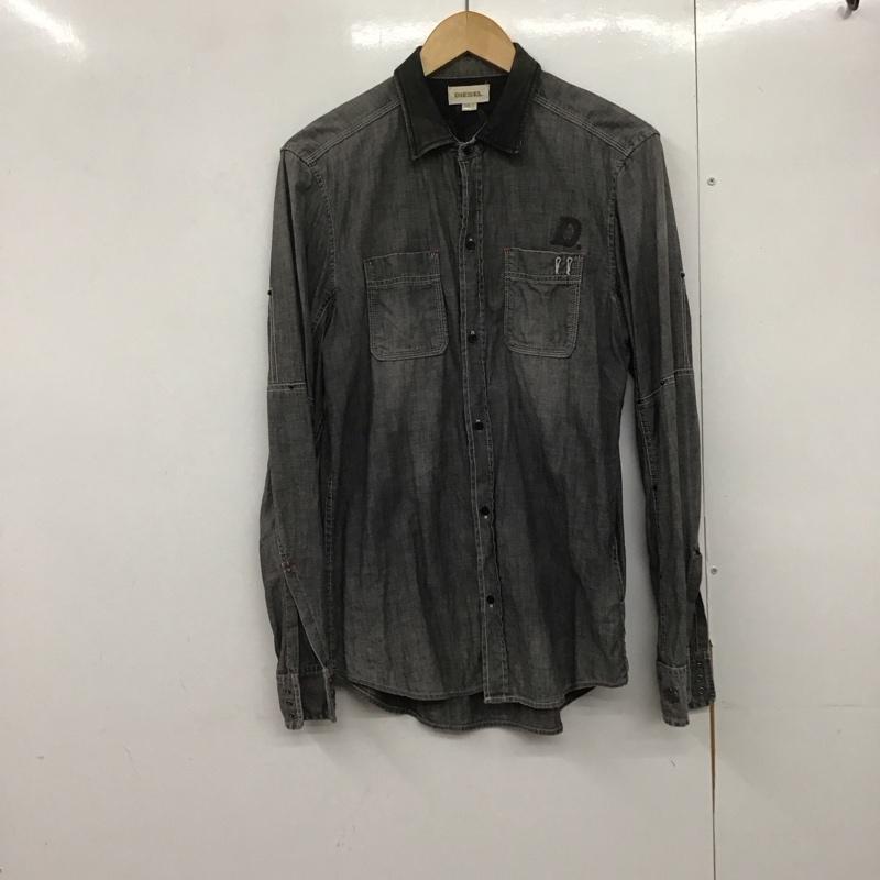 ディーゼル DIESEL シャツ、ブラウス 長袖 長袖シャツ 無地シャツ カラーシャツ L ロゴ、文字 灰 / グレー /  メンズ USED 古着 中古 10144182
