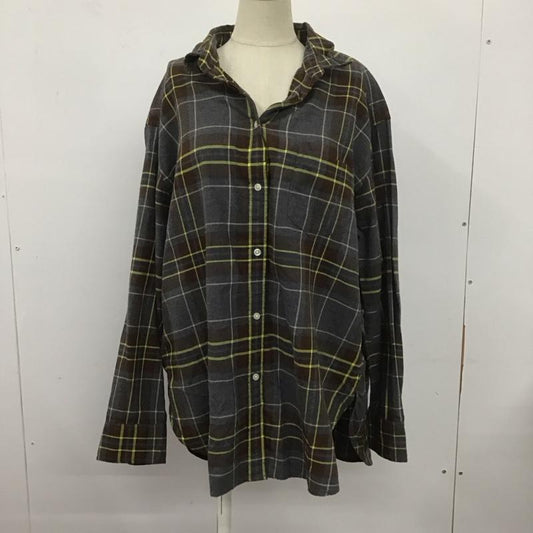ニコアンド niko and... シャツ、ブラウス 長袖 S204CA01AD REGULAR SHIRT スキッパーシャツ L チェック 灰 / グレー / X 茶 / ブラウン / X 白 / ホワイト / X 紺 / ネイビー / X 黄 / イエロー /  レディース USED 古着 中古 10108144