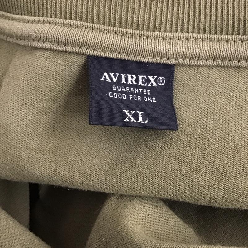 アヴィレックス AVIREX Tシャツ 長袖 長袖カットソー プリントTシャツ クルーネックカットソー XL ロゴ、文字 カーキ / カーキ /  メンズ USED 古着 中古 10112709
