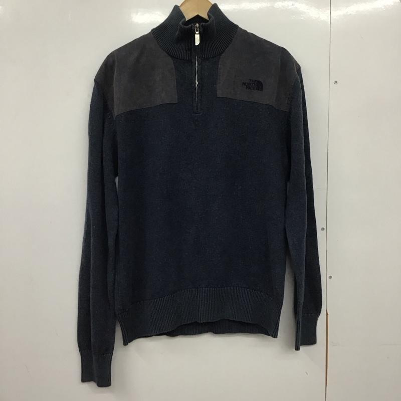 ザノースフェイス THE NORTH FACE ニット、セーター 長袖 at40762 長袖ニット セーター XL ロゴ、文字 紺 / ネイビー /  メンズ USED 古着 中古 10146973