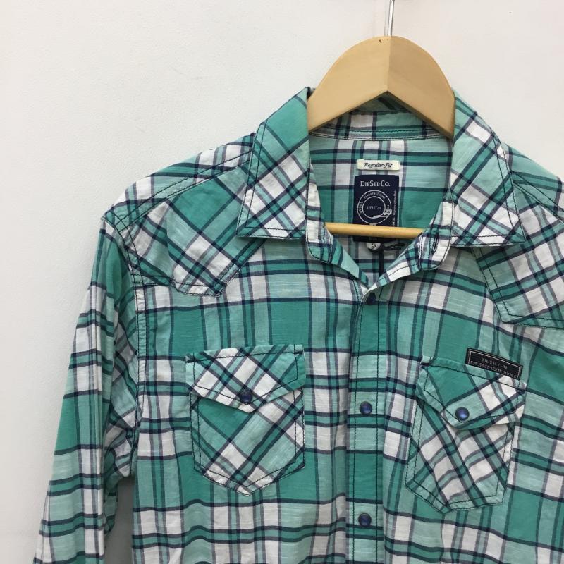 ディーゼル DIESEL シャツ、ブラウス 長袖 長袖シャツ S チェック 水色 / ライトブルー / X 緑 / グリーン / X 白 / ホワイト /  メンズ USED 古着 中古 10136067
