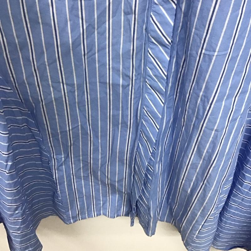 ケービーエフ KBF ワンピース ロングスカート 長袖シャツワンピース ロングワンピース フレアスカート ONE SIZE ストライプ 水色 / ライトブルー /  レディース USED 古着 中古 10141321