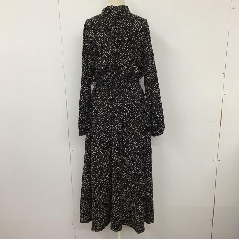 ローリーズファーム LOWRYS FARM ワンピース ロングスカート LF719017TK スタンドネック 長袖 FREE ドット 黒 / ブラック /  レディース USED 古着 中古 10110892