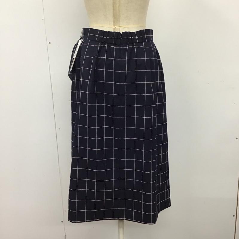 インデックス index スカート ひざ丈スカート L チェック 紺 / ネイビー /  レディース USED 古着 中古 10121411
