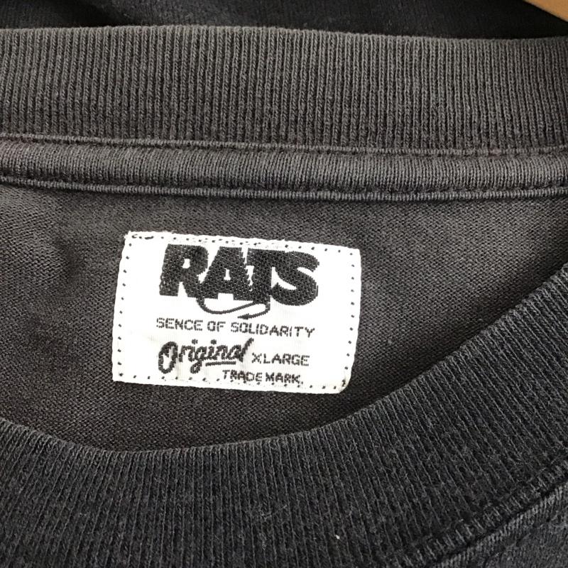 ラッツ RATS Tシャツ 半袖 半袖カットソー プリントTシャツ クルーネックカットソー XL ロゴ、文字 黒 / ブラック /  メンズ USED 古着 中古 10137031