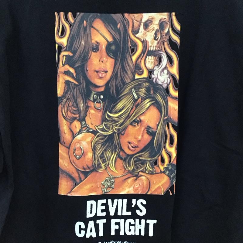 エロスティカ EROSTiKA Tシャツ 半袖 Devils Cat Fight バックプリント XL ロゴ、文字 黒 / ブラック /  メンズ USED 古着 中古 10123388