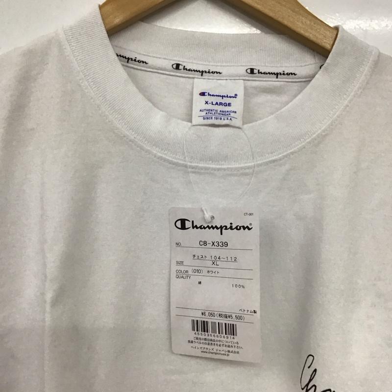 チャンピオン Champion Tシャツ 半袖 半袖カットソー プリントTシャツ クルーネックカットソー XL ロゴ、文字 白 / ホワイト /  メンズ USED 古着 中古 10149608