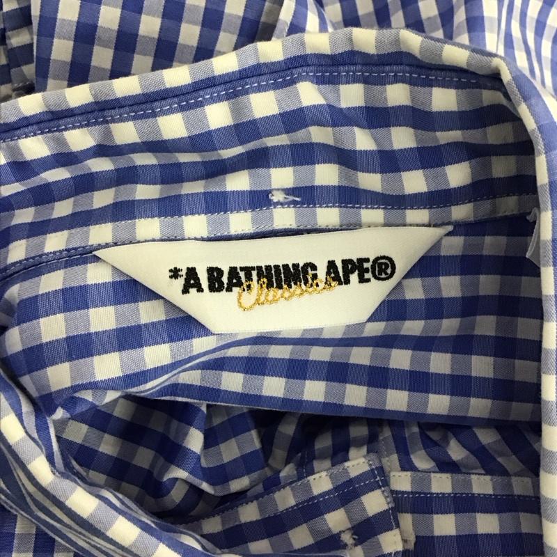 アベイシングエイプ A BATHING APE シャツ、ブラウス 半袖 半袖シャツ カラーシャツ 半袖カットソー チェックシャツ M チェック 白 / ホワイト / X 青 / ブルー /  メンズ USED 古着 中古 10112819