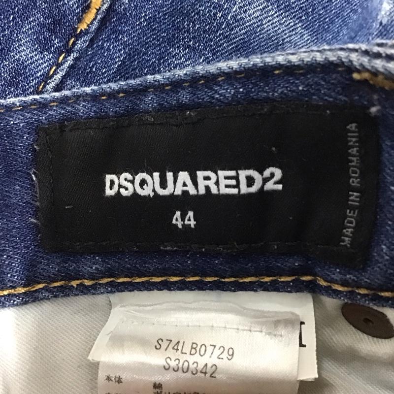 ディースクエアード DSQUARED2 パンツ デニム、ジーンズ デニムパンツ スリムパンツ カジュアルパンツ ストレッチパンツ 44インチ プリント X ダメージ加工 インディゴ / インディゴ /  メンズ USED 古着 中古 10145545