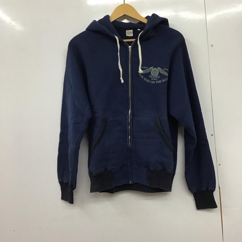 フラットヘッド The Flat Head パーカー 長袖 長袖パーカー ジップアップパーカー スウェット 40 ロゴ、文字 紺 / ネイビー /  メンズ USED 古着 中古 10145323