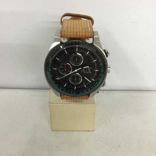 アルマーニエクスチェンジ A/X ARMANIEXCHANGE 腕時計 アナログ（クォーツ式） AX1608 レザーベルト ロゴ、文字 茶 / ブラウン /  メンズ USED 古着 中古 10135205