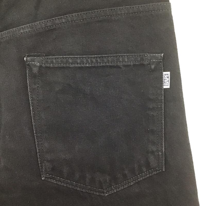 アベイシングエイプ A BATHING APE パンツ デニム、ジーンズ 001DPG801004X シャークデニム XL 刺繍 黒 / ブラック /  メンズ USED 古着 中古 10106844