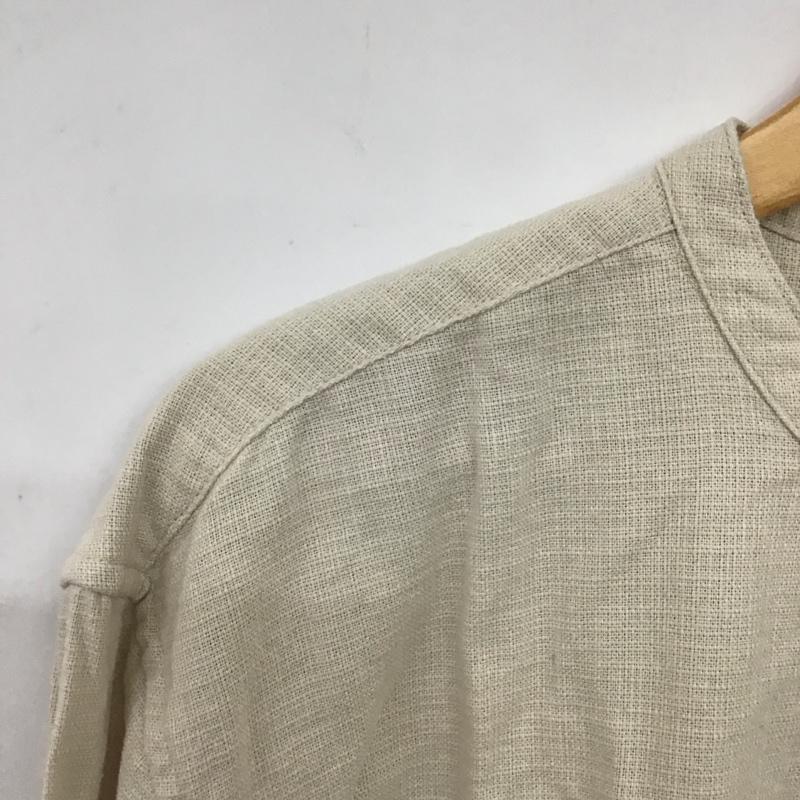 ザラ ZARA シャツ、ブラウス 長袖 長袖シャツ 無地シャツ ノーカラーシャツ プルオーバーシャツ M 無地 ベージュ / ベージュ /  メンズ USED 古着 中古 10139873