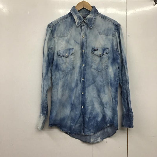 ラングラー Wrangler シャツ、ブラウス 長袖 長袖シャツ 無地シャツ カラーシャツ デニムシャツ 80s 90s ロゴ、文字 インディゴ / インディゴ /  メンズ USED 古着 中古 10141884