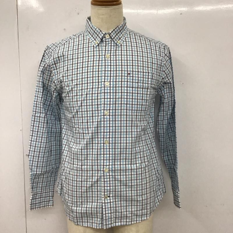 トミーヒルフィガー TOMMY HILFIGER シャツ、ブラウス 長袖 ボタンダウン 胸ポケット チェック M ワンポイント 白 / ホワイト / X 青 / ブルー / X 紺 / ネイビー /  メンズ USED 古着 中古 10112920