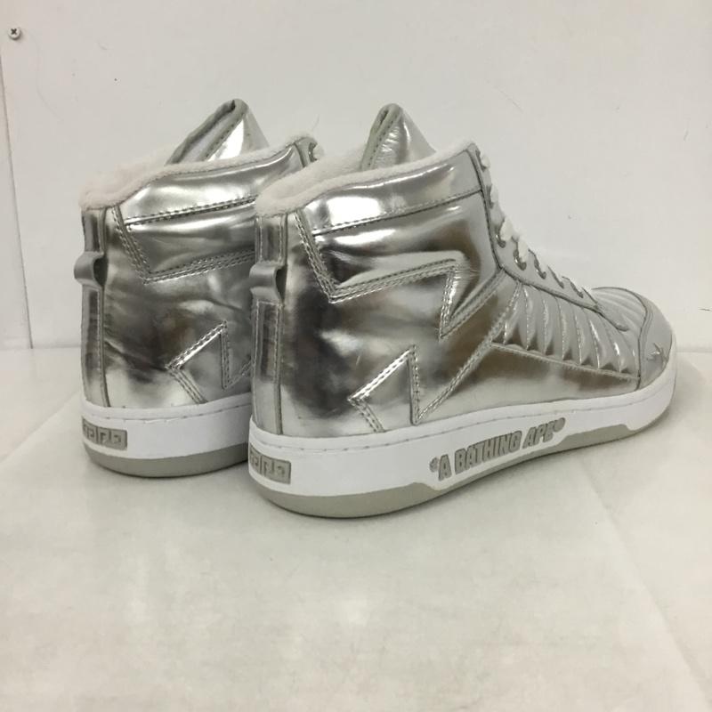 アベイシングエイプ A BATHING APE スニーカー スニーカー 2008FS-039 BAPESTA ベイプスタ ハイカット 10.5 箱有 2007年 ロゴ、文字 銀 / シルバー /  メンズ USED 古着 中古 10145439