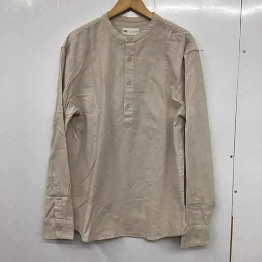 ザラ ZARA シャツ、ブラウス 長袖 長袖シャツ 無地シャツ ノーカラーシャツ プルオーバーシャツ M 無地 ベージュ / ベージュ /  メンズ USED 古着 中古 10139873