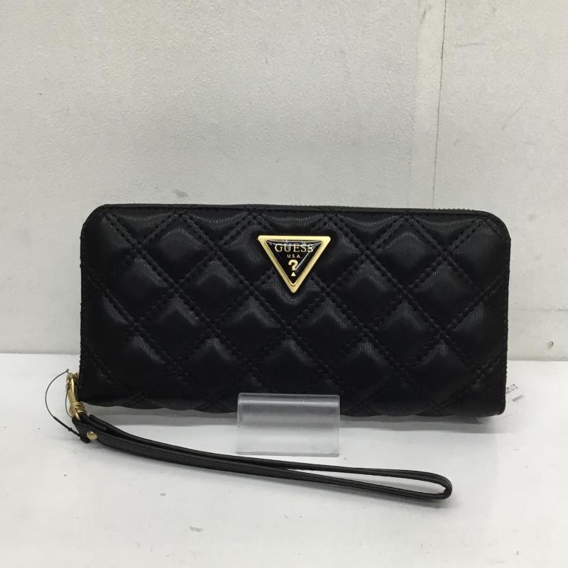 ゲス Guess 財布 長財布 ロゴ、文字 黒 / ブラック / X 金 / ゴールド /  レディース USED 古着 中古 10124384