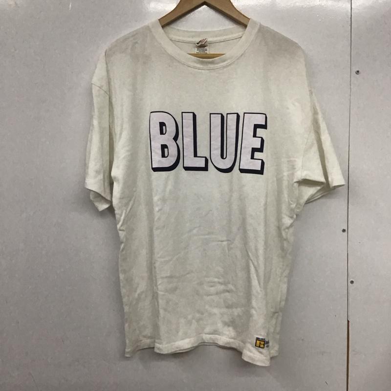 ブルーブルー BLUE BLUE Tシャツ 半袖 半袖カットソー プリントTシャツ クルーネックカットソー L ロゴ、文字 白 / ホワイト /  メンズ USED 古着 中古 10132186