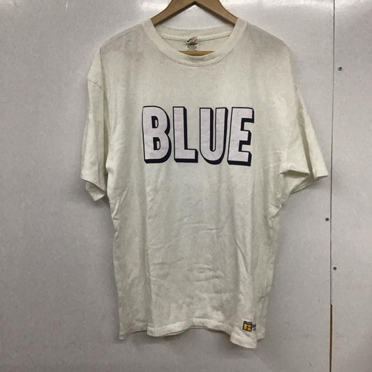 ブルーブルー BLUE BLUE Tシャツ 半袖 半袖カットソー プリントTシャツ クルーネックカットソー L ロゴ、文字 白 / ホワイト /  メンズ USED 古着 中古 10132186