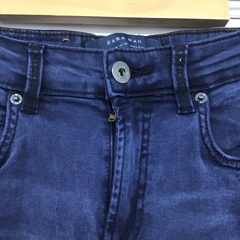 ザラメン ZARA MAN パンツ デニム、ジーンズ デニムパンツ スリムパンツ カジュアルパンツ ストレッチパンツ 38 無地 紺 / ネイビー /  メンズ USED 古着 中古 10143693