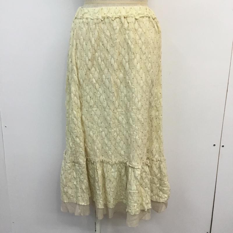 ローズバッド ROSE BUD スカート ひざ丈スカート FREE 無地 X 総柄 オフホワイト / オフホワイト /  レディース USED 古着 中古 10046988