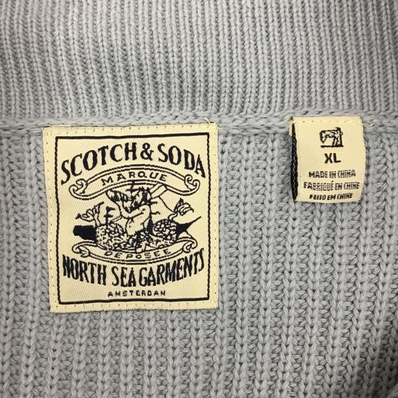 スコッチアンドソーダ SCOTCH＆SODA カーディガン 長袖 長袖ニットカーディガン リブニットカーディガン 前ボタン XL 無地 青 / ブルー /  メンズ USED 古着 中古 10108716