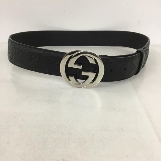グッチ GUCCI ベルト・バックル ベルト 411924 CWCIN GG レザー ロゴ、文字 黒 / ブラック /  メンズ USED 古着 中古 10134770