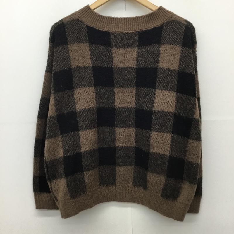 アースミュージックアンドエコロジー earth music&ecology ニット、セーター 長袖 10184CB2050 FREE チェック 黒 / ブラック / X 茶 / ブラウン /  レディース USED 古着 中古 10142549