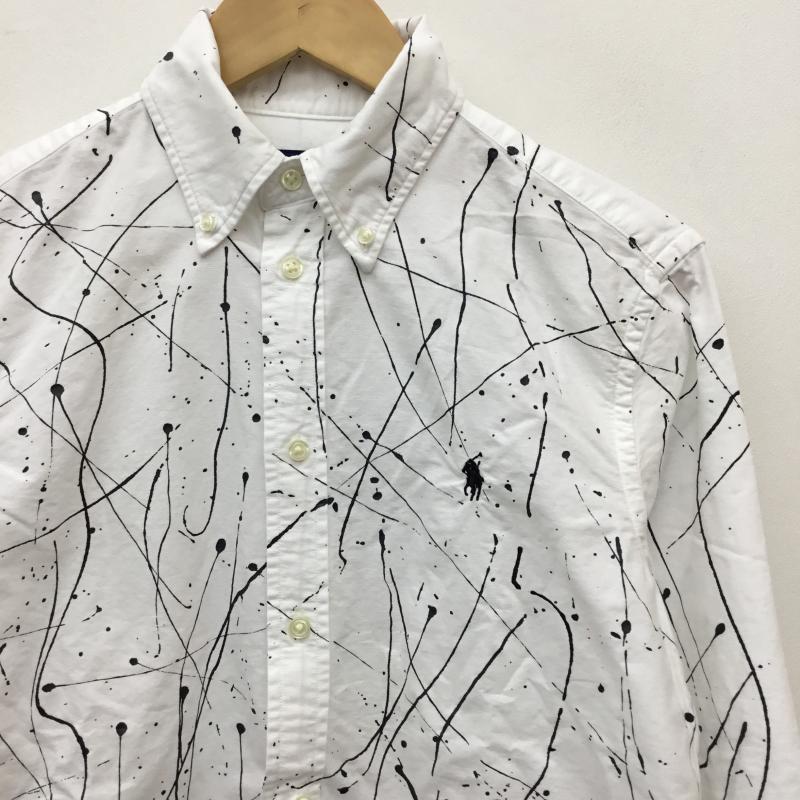 ラルフローレン RALPHLAUREN シャツ、ブラウス 長袖 4 総柄 白 / ホワイト / X 黒 / ブラック /  メンズ USED 古着 中古 10144854