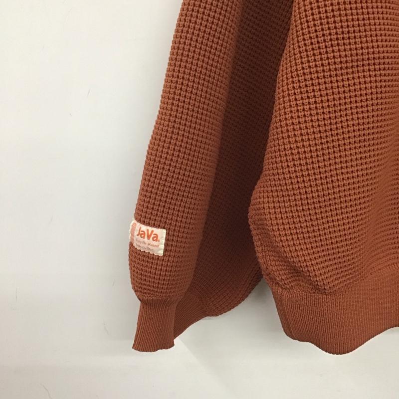 ジャバ Java カーディガン 長袖 長袖ニットカーディガン 前ボタン ノーカラー L 無地 橙 / オレンジ /  レディース USED 古着 中古 10142650