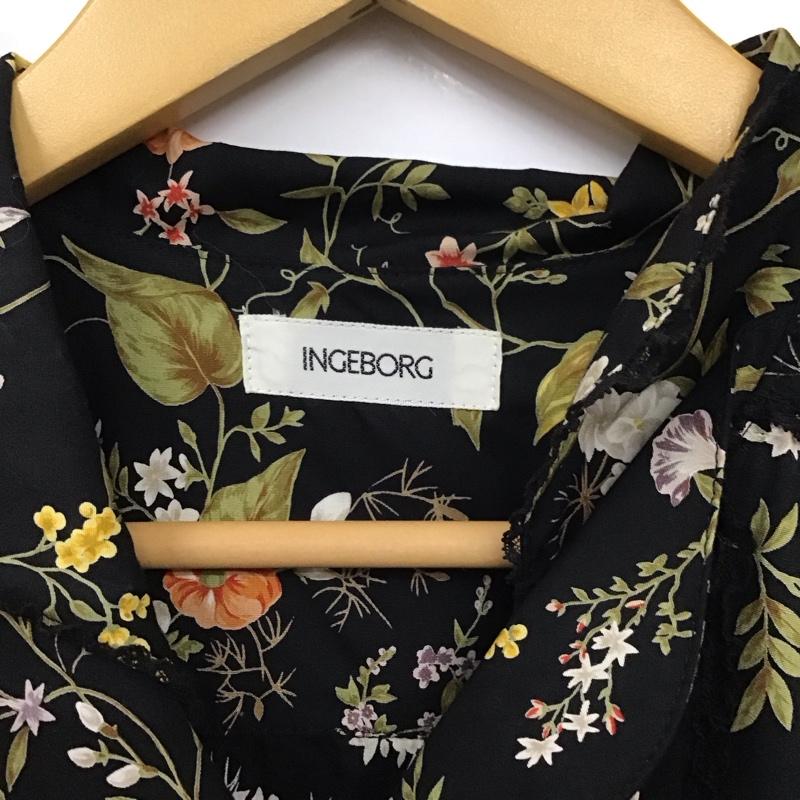 インゲボルグ INGEBORG ワンピース ロングスカート 総柄 黒 / ブラック /  レディース USED 古着 中古 10130528