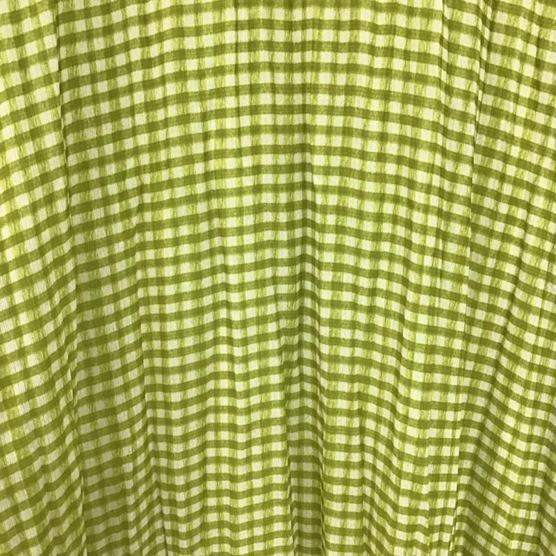 カスタネ Kastane ワンピース ロングスカート 長袖ロングワンピース ノーカラーシャツワンピース フレアスカート FREE チェック 薄緑 / ライトグリーン /  レディース USED 古着 中古 10147093