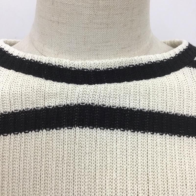 ザラ ZARA ニット、セーター 長袖 2298 008 712 クロップド丈 S ボーダー柄 黒 / ブラック / X オフホワイト / オフホワイト /  レディース USED 古着 中古 10108224